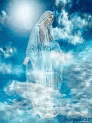 Woman In Blue Robe With Number 73 GIF
