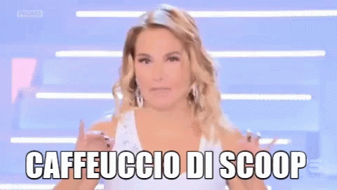Woman in Blue Saying Caffeuccio di Scoop