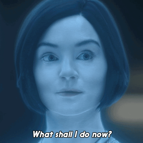 Woman In Blue Saying What Shall I Do GIF