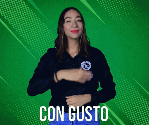 Woman In Blue Shirt Con Gusto GIF