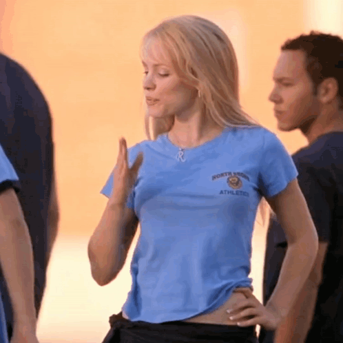 Woman In Blue Shirt Saying North Point Athletics GIF