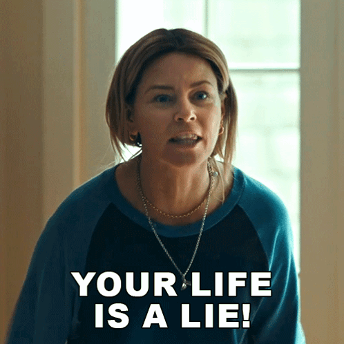 Woman in Blue Shirt Saying Your Life Is a Lie