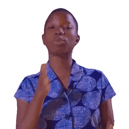 Woman in Blue Shirt Yawning