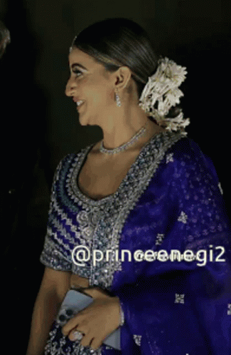 Woman In Blue Silver Dress With Flower @ princeemegi2