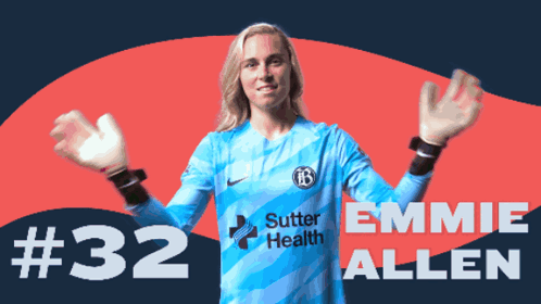 Woman In Blue Sutter Health Jersey Number 32 GIF