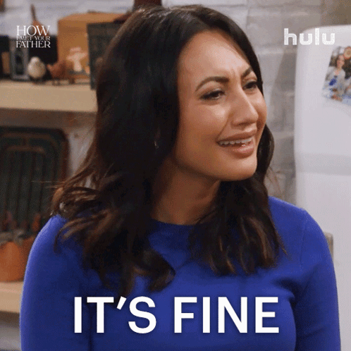 Woman in Blue Sweater Saying Its Fine
