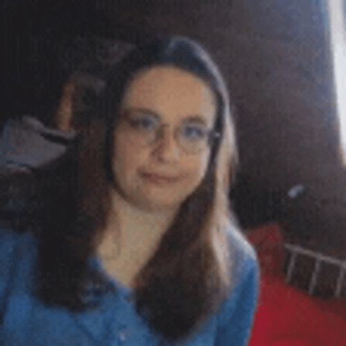 Woman In Blue Wearing Eyeglasses Heart Hands GIF
