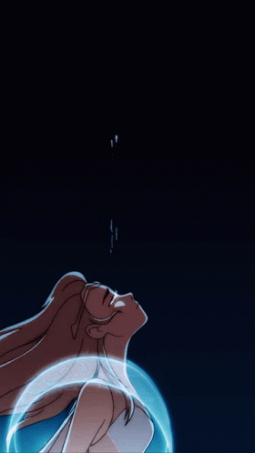 Woman In Bubble Looking Up GIF