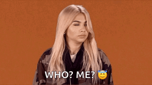 Woman in Camouflage Jacket Asks Who Me