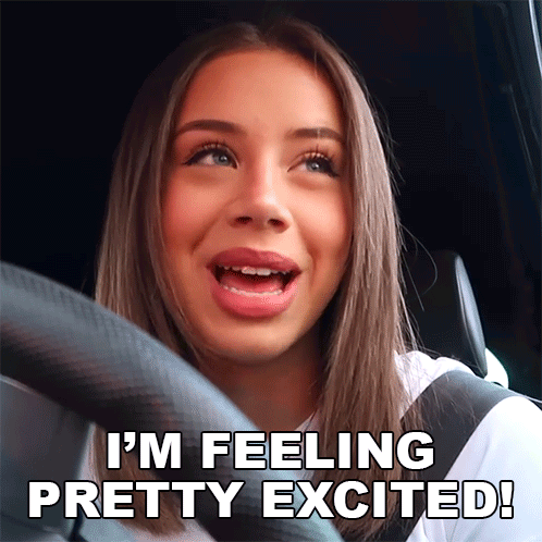 Woman In Car I'm Feeling Pretty Excited GIF