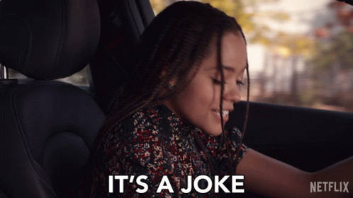 Woman in Car Saying It's a Joke