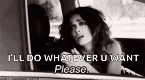Woman in Car Saying Please