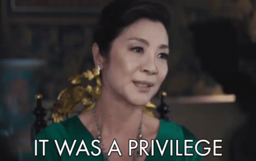 Woman in Chair Saying It Was a Privilege