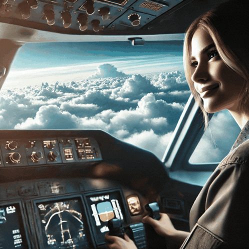 Woman in Cockpit with N Screen