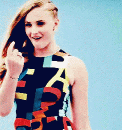 Woman in Colorful Dress with A Flipping Off