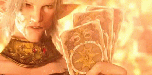 Woman in Costume Holding Cards