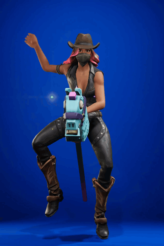 Woman in Cowboy Hat Holding Gun