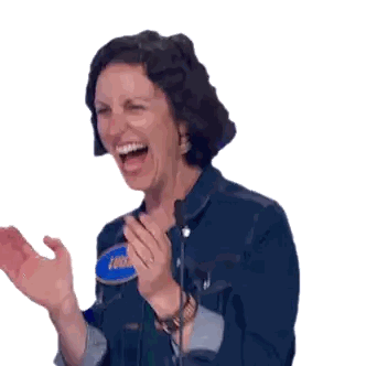 Woman in Denim Jacket 'Iowa' Name Tag
