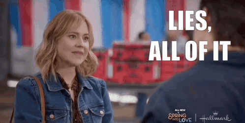 Woman in Denim Jacket Saying Lies All of It