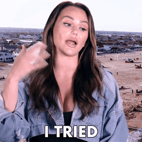 Woman in Denim Jacket Says I Tried