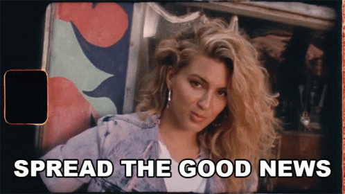 Woman in Denim Jacket Says Spread the Good News