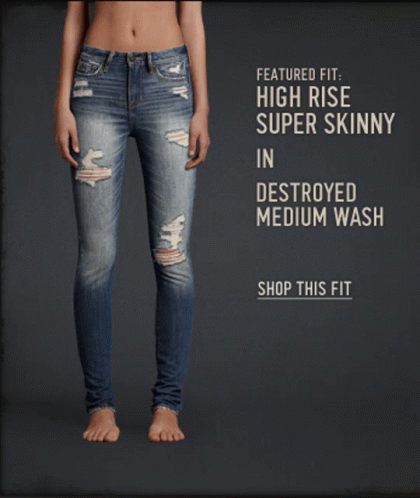 Woman In Destroyed Light Wash Skinny Jeans GIF