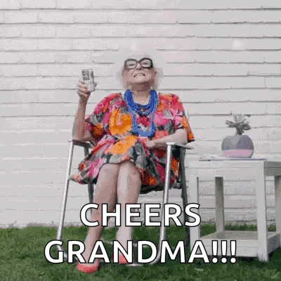 Woman in Dress Squatting With Go Granny