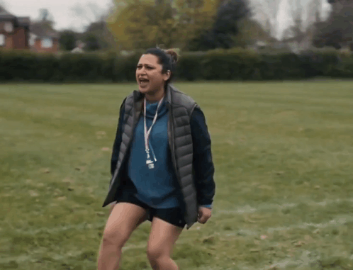 Woman in Field Saying Come On