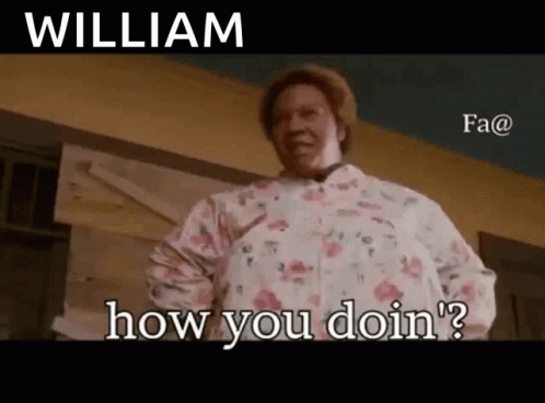 Woman in Floral Shirt Asking William How You Doin