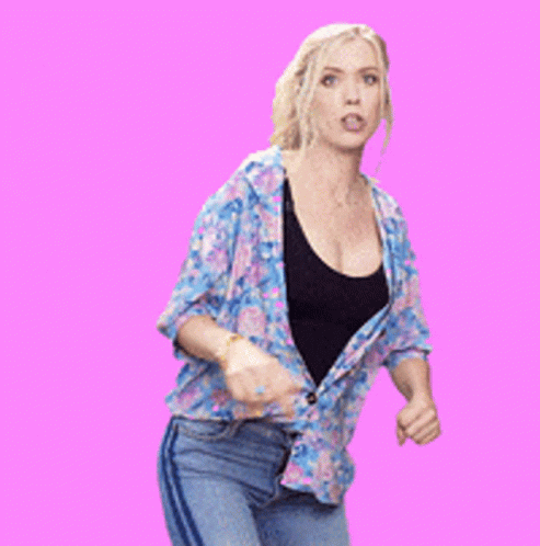 Woman in Floral Shirt Kicking Foot