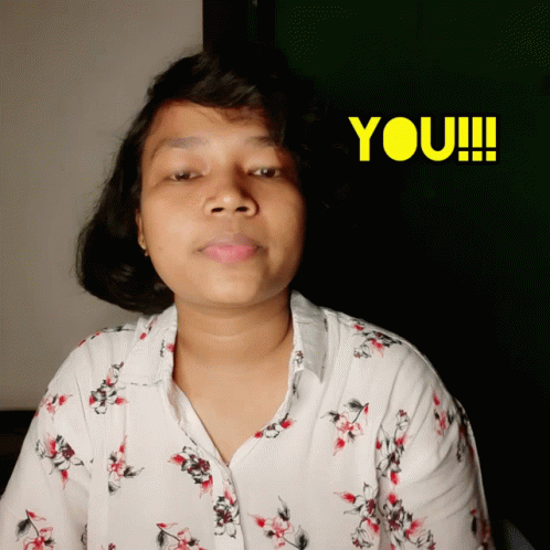 Woman In Floral Shirt With Yellow You GIF