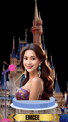 Woman in Front of Castle Emcee