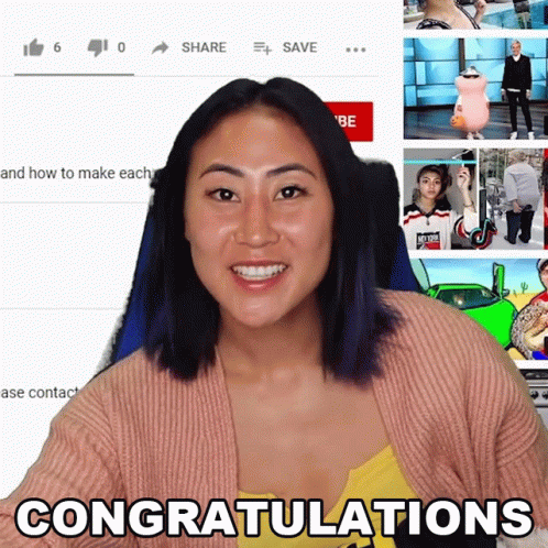 Woman in Front of Congratulations Screen