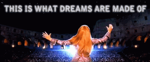 Woman In Front Of Crowd Saying This Is What Dreams Are Made Of GIF
