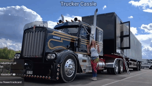 Woman in Front of Kenworth Truck