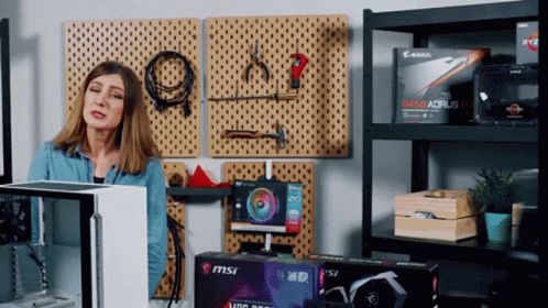 Woman In Front Of MSI Box GIF
