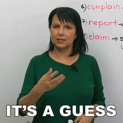 Woman In Front Of Whiteboard Saying It's A Guess GIF