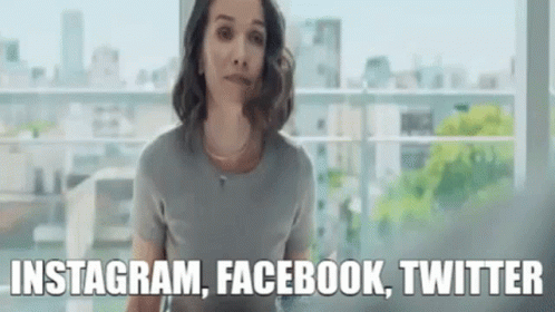 Woman In Front Of Window With Instagram Facebook Twitter GIF