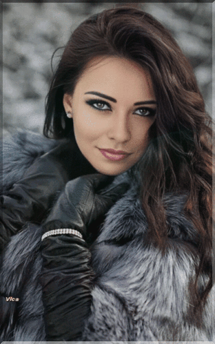 Woman in Fur Coat and Leather Gloves With Vira