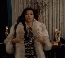 Woman In Fur Coat Sitting GIF