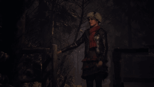 Woman In Fur Hat Looking Up At Sky GIF