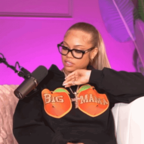 Woman In Glasses And Black Big Mama Sweatshirt GIF