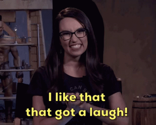 Woman in Glasses and Black Shirt Says I Like That That Got a Laugh
