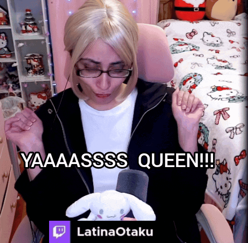 Woman In Glasses And Wig Holding Stuffed Bunny Yaaaassss Queen GIF