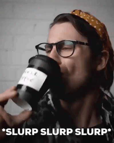 Woman in Glasses Drinking Slurp Slurp Slurp