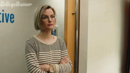 Woman in Glasses Striped Shirt College Humor