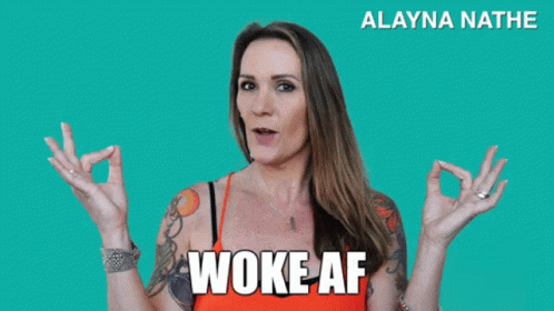 Woman in Glasses with Woke Book