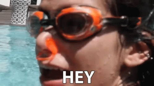 Woman In Goggles And Snorkel Saying Hey GIF