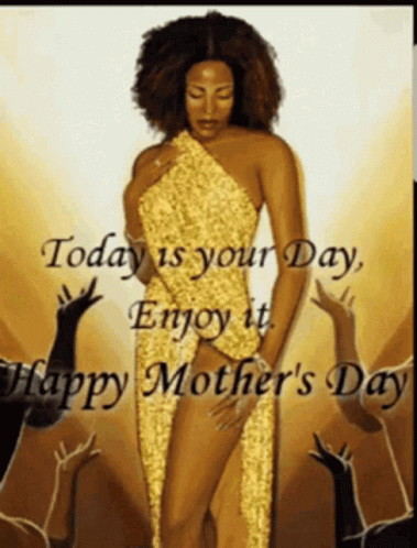 Woman In Gold Dress Saying Enjoy Your Day GIF