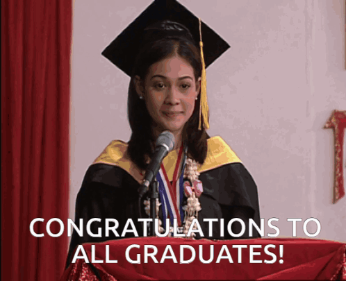 Woman In Graduation Cap And Gown Congratulating GIF